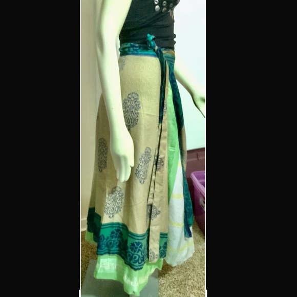 PURE 100% INDIA SILK SARI WRAP SKIRT~HANDMADE - Picture 3 of 7